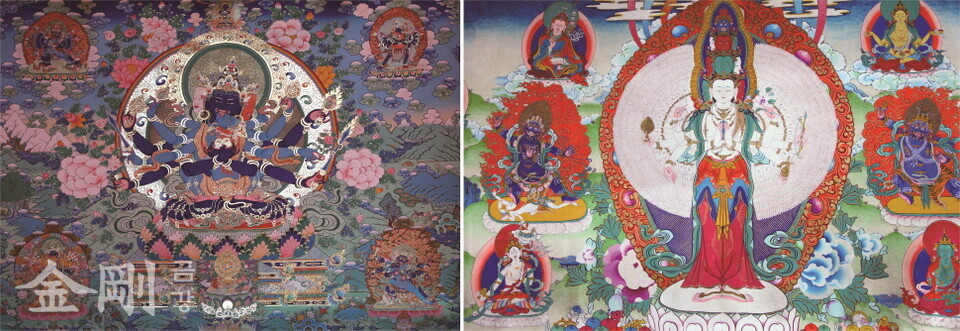 속강에서 불화와 불상은 부처님의 성스러움과 위대함을 드러내는 가장 중요한 시각자료다. 사진은 분노존(좌측)과 자비존.