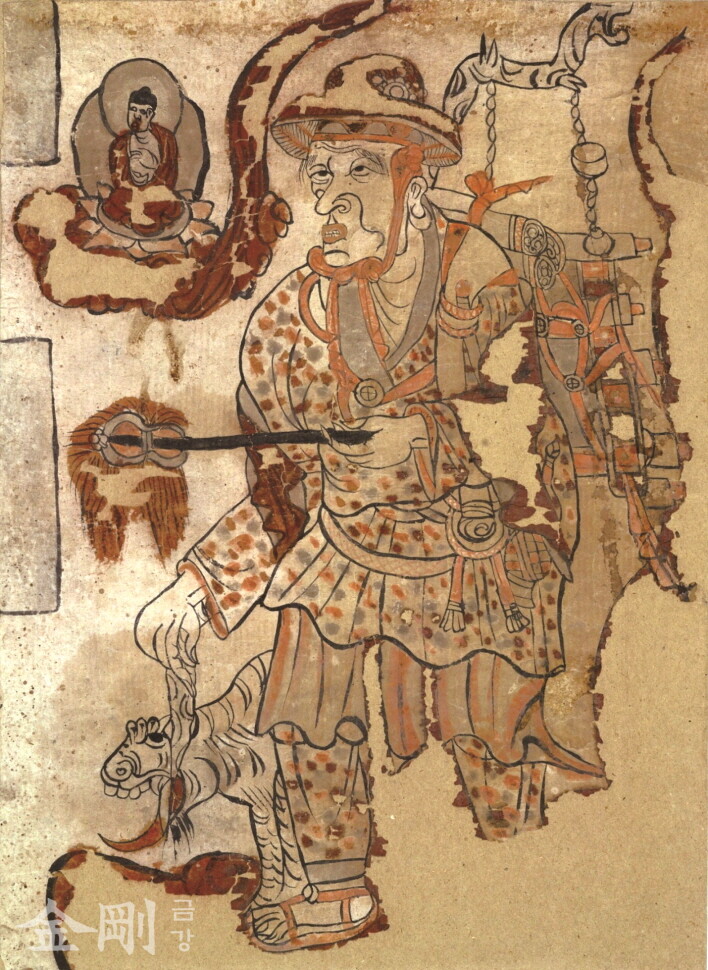 둔황에서 출토된 10세기경 현장 스님을 그린 작품. 종이, 52×30cm. 러시아 예르미타시박물관 소장. 