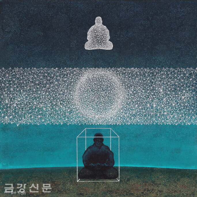박경귀, 무진법계연기, 문양 õ 위에 분채, 50X50cm, 2016