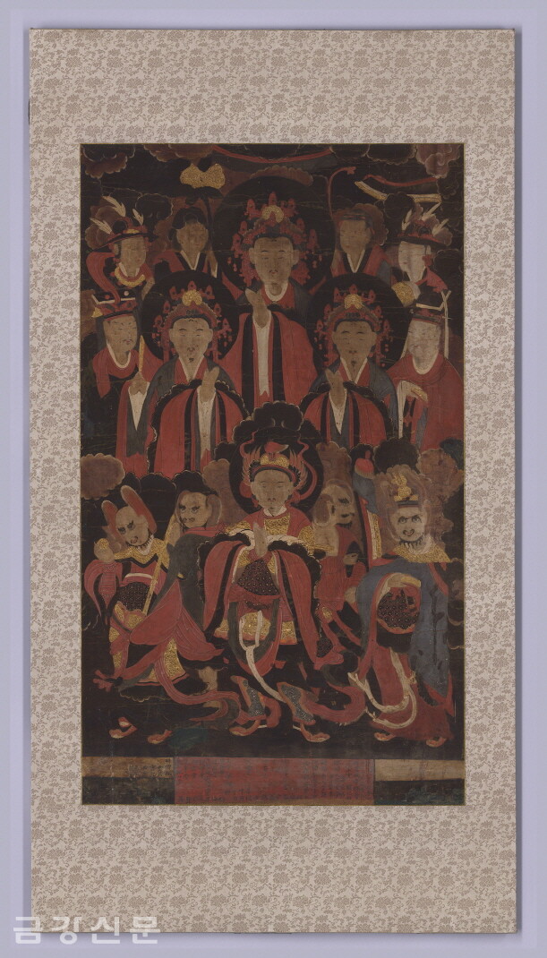 제석천,  천여,  조선 1843년,  비단에 채색,  131.0×72.0cm.